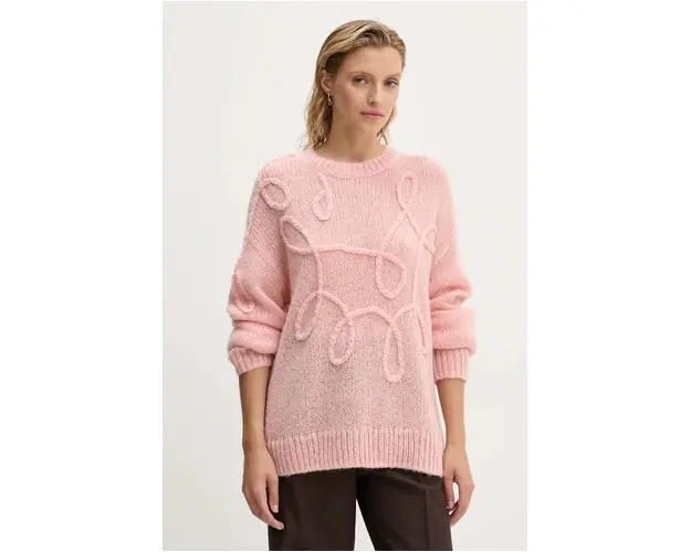 MUNTHE pulover de lana TAHLIS femei, culoarea roz, light, 243160124370