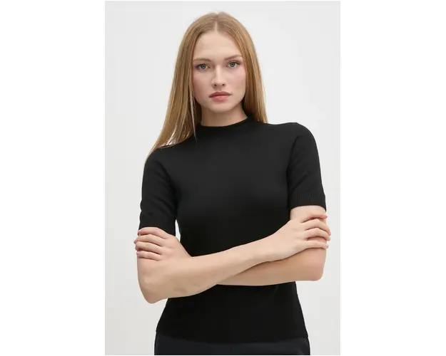 Sisley pulover de lana femei, culoarea negru, light, cu turtleneck, 11BAM105P