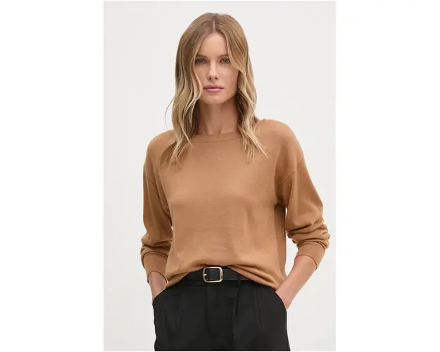 Sisley pulover de lana femei, culoarea maro, light, 11BAM1A48