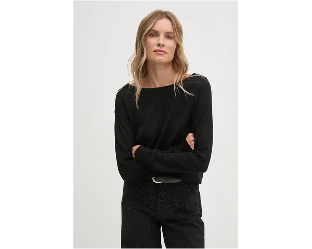 Sisley pulover de lana femei, culoarea negru, light, 11BAM1A48