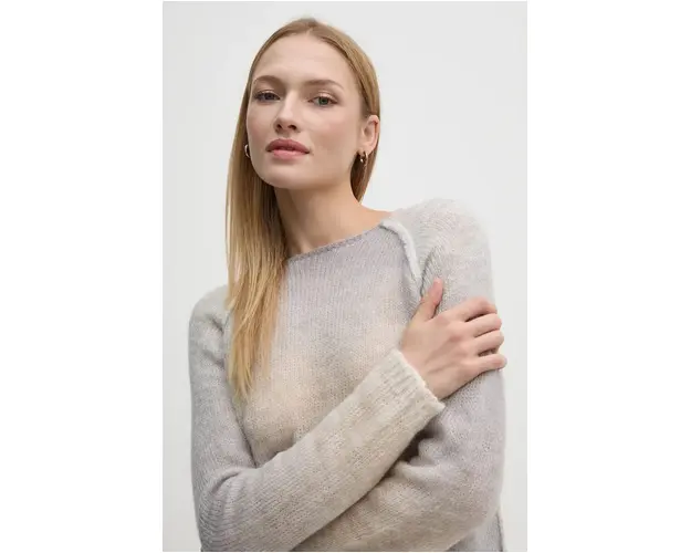 Sisley pulover din amestec de lana femei, culoarea gri, light, 115AL4014