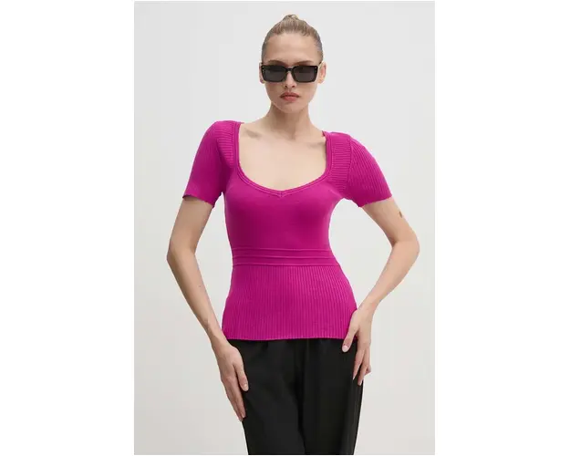Morgan bluza MANIFI femei, culoarea roz, neted, MANIFI