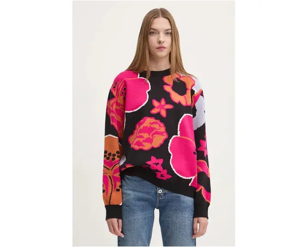 Desigual pulover NIAGARA femei, culoarea negru, light, 24WWJF32