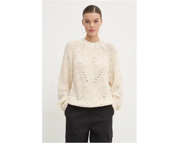 Desigual pulover DERBY femei, culoarea bej, light, cu turtleneck, 24WWJF73