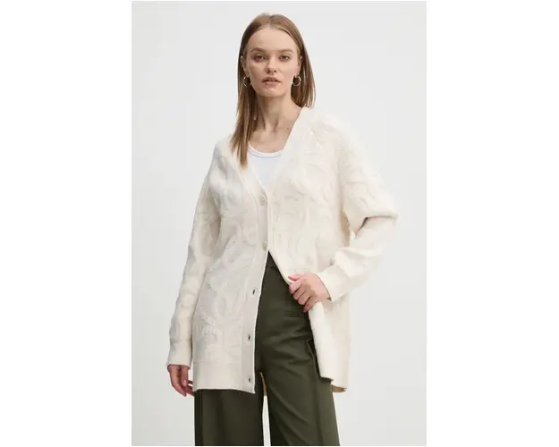 Desigual cardigan MONTREAL femei, culoarea bej, 24WWJF12