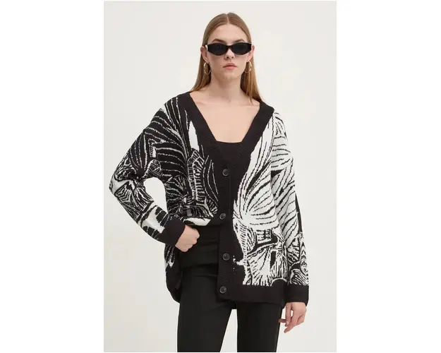 Desigual cardigan HALIFAX femei, culoarea negru, 24WWJF26