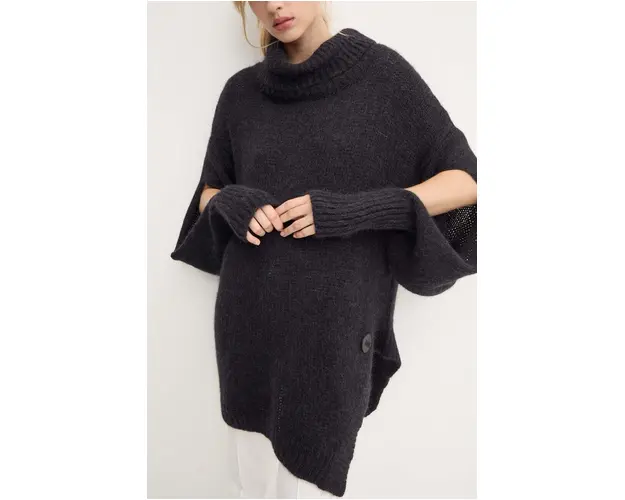 MMC STUDIO pulover de lana BITENEO femei, culoarea negru, light, cu guler