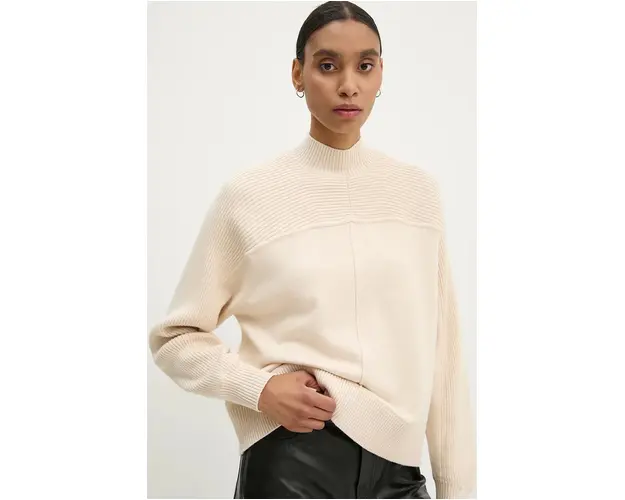 G-Star Raw pulover din amestec de casmir culoarea bej, cu turtleneck, D25218-D771