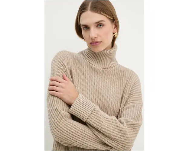 G-Star Raw pulover de bumbac culoarea bej, light, cu guler, D25753-D496