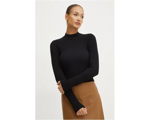 MICHAEL Michael Kors pulover femei, culoarea negru, light, cu turtleneck, MF460Z133D