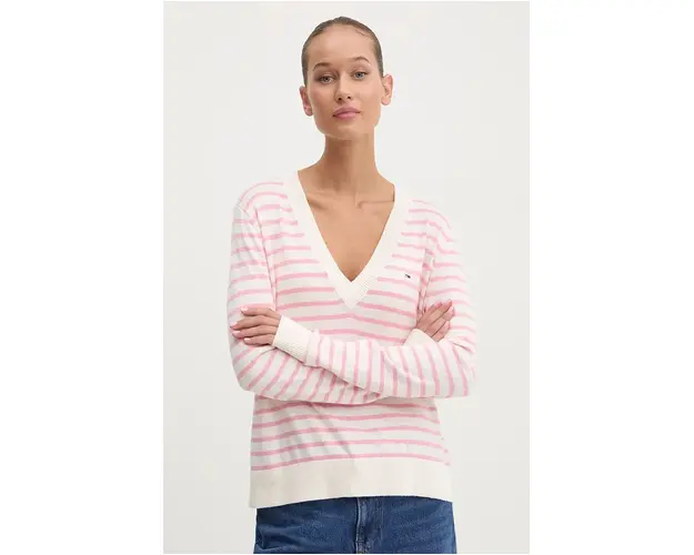 Tommy Jeans pulover femei, culoarea roz, light, DW0DW18670