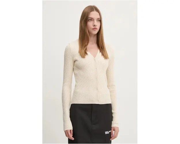 Tommy Jeans cardigan femei, culoarea bej, light, DW0DW18682