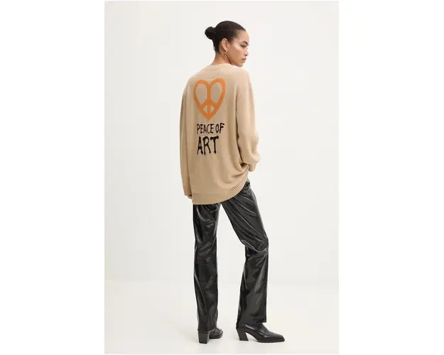 Moschino Jeans cardigan din lana culoarea bej, light, A0928 8706
