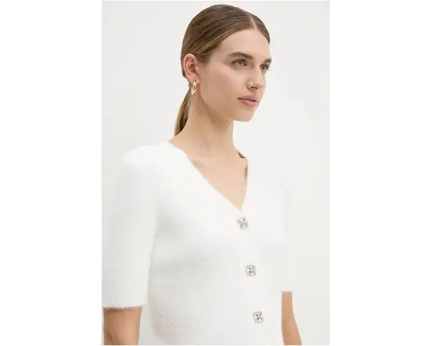 Morgan cardigan MCLEM femei, culoarea alb, MCLEM