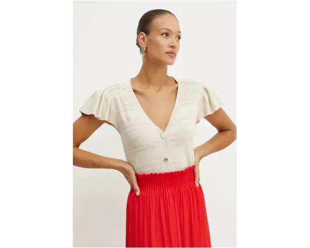 Morgan cardigan MFRESH femei, culoarea bej, light, MFRESH