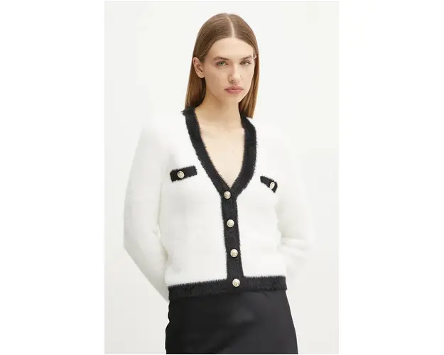 Morgan cardigan MOGUIN femei, culoarea alb, MOGUIN