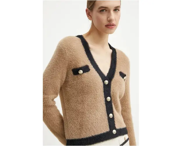 Morgan cardigan MOGUIN femei, culoarea bej, MOGUIN