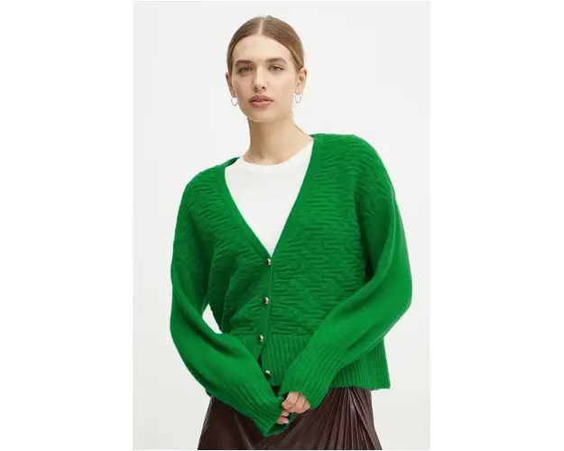 Morgan cardigan din amestec de lana MSOURI culoarea verde, MSOURI