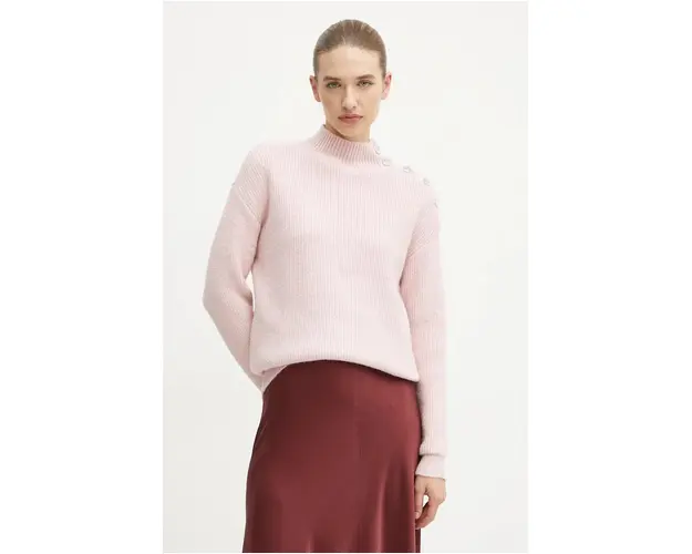 Morgan pulover din amestec de lana MSTORI femei, culoarea roz, cu turtleneck, MSTORI