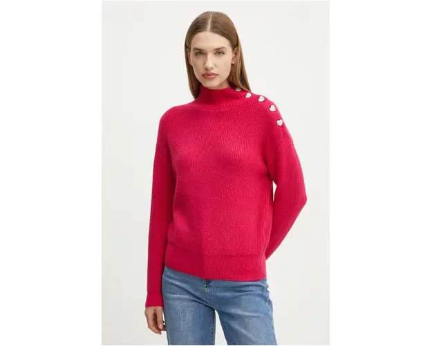 Morgan pulover din amestec de lana MSTORI femei, culoarea roz, cu turtleneck, MSTORI