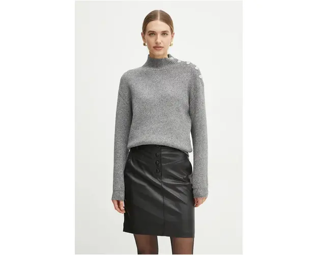 Morgan pulover din amestec de lana MSTORI femei, culoarea gri, cu turtleneck, MSTORI