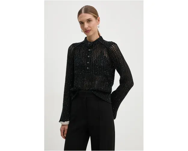 ZADIG&VOLTAIRE pulover femei, culoarea negru, calduros, KWSW01667