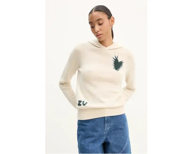 ZADIG&VOLTAIRE pulover de casmir culoarea bej, KWSW01657