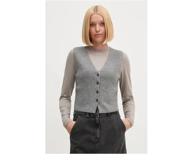 OUI vesta din amestec de lana culoarea gri, 89307