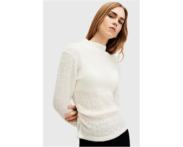 AllSaints pulover CONNIE FRANCESCO femei, culoarea alb, cu turtleneck, W190JB