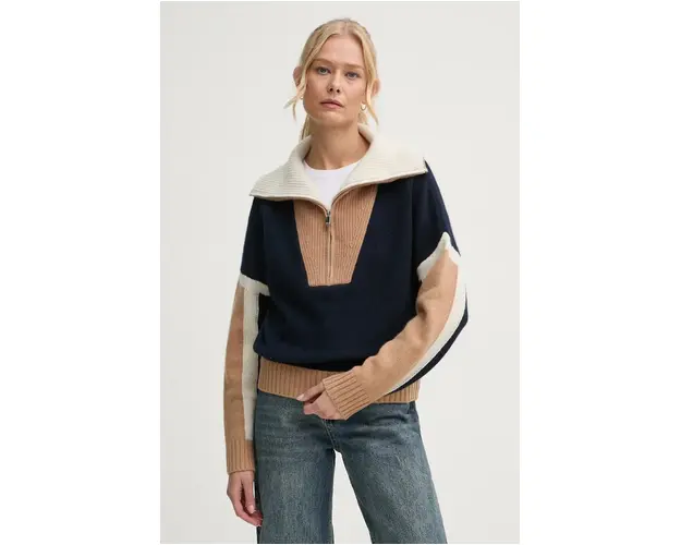 FROM FUTURE pulover de casmir culoarea albastru marin, cu turtleneck, WPM02264