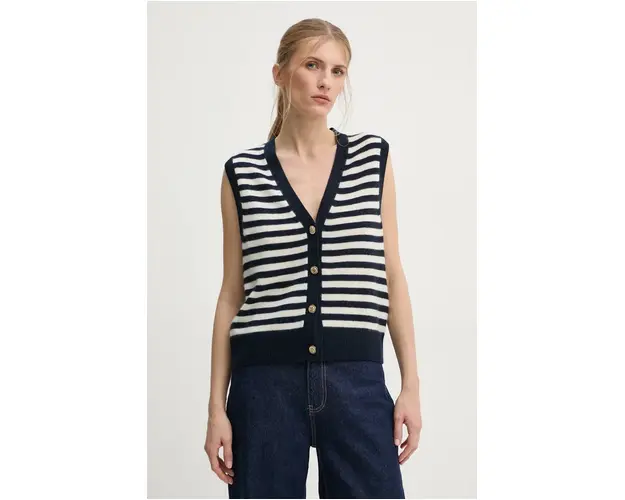 FROM FUTURE vesta de casmir culoarea albastru marin, light, WPS02149