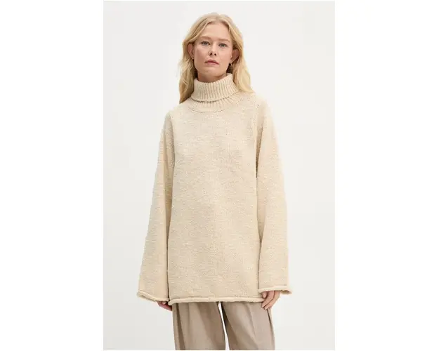 By Malene Birger pulover de lana CHARICE femei, culoarea bej, calduros, cu guler, Q72457003