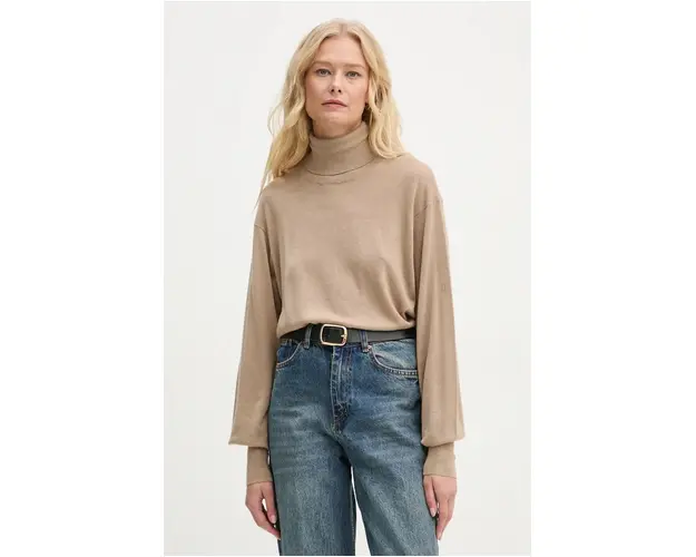 By Malene Birger pulover din amestec de lana MOHSEN femei, culoarea bej, light, cu guler, Q72551001