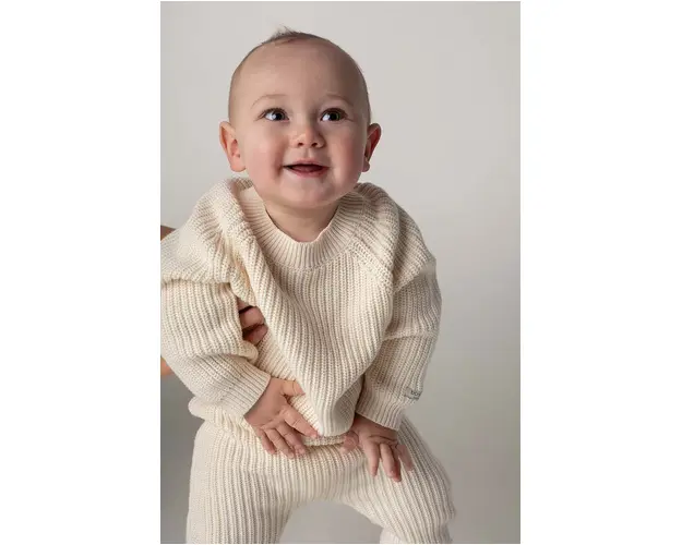 Donsje pulover din bumbac pentru bebelusi Jade Sweater culoarea bej, 4090200