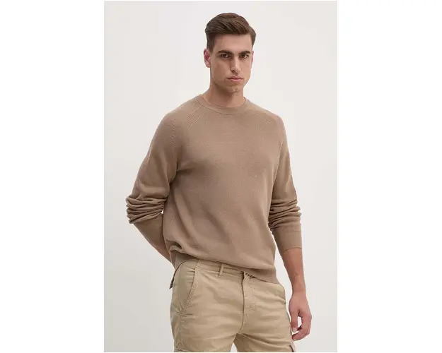 BOSS pulover din amestec de lana barbati, culoarea bej, 50519610