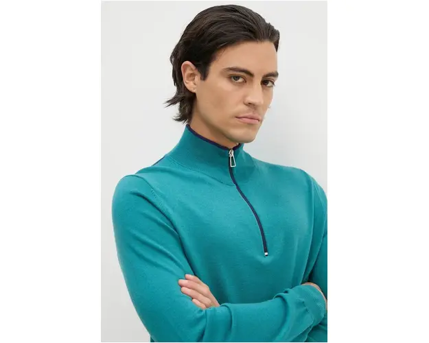 PS Paul Smith pulover de lana barbati, culoarea verde, light, cu guler, M2R.203Y.N21861