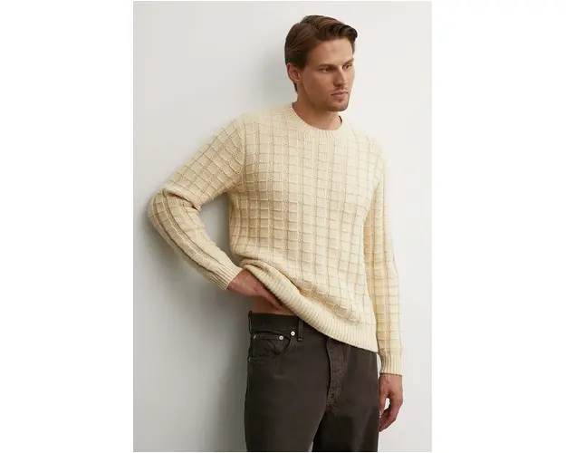 Sunflower pulover din amestec de lana barbati, culoarea galben, 3049