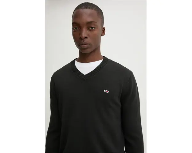 Tommy Jeans pulover de bumbac culoarea negru, light, DM0DM19192