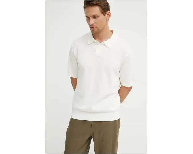 Levi's polo de bumbac culoarea alb, neted, A7294