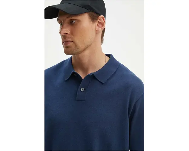 Levi's polo de bumbac culoarea albastru marin, neted, A7294