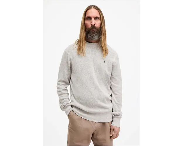 AllSaints pulover de bumbac AUBREY CREW culoarea gri, M019KA