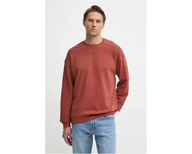 United Colors of Benetton hanorac de bumbac barbati, culoarea portocaliu, neted, 3P0VU1095