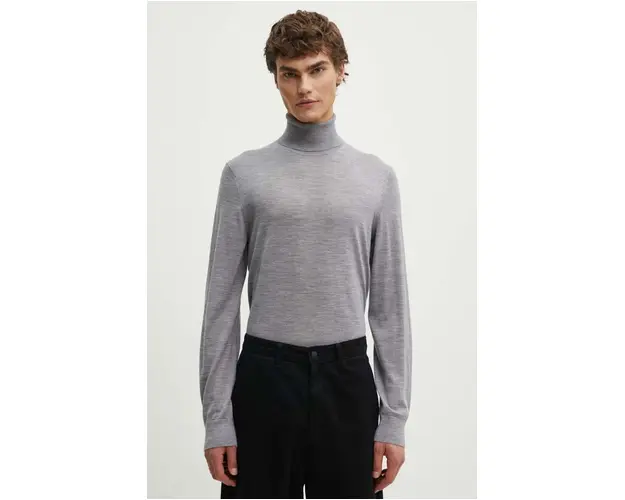 Theory pulover de lana barbati, culoarea gri, light, cu guler, M0781705