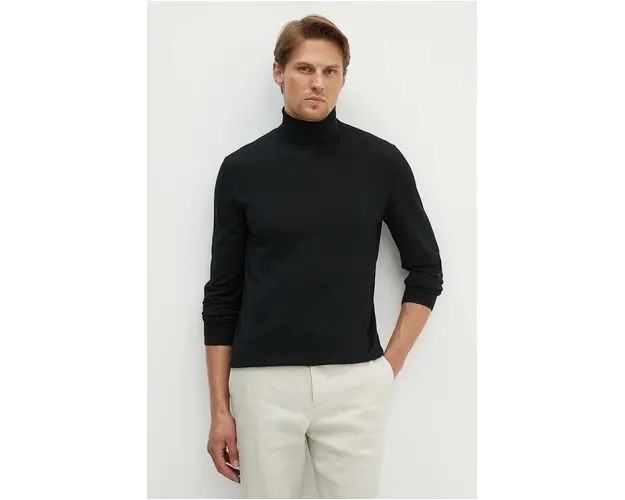 Theory pulover de lana barbati, culoarea negru, light, cu guler, M0781705