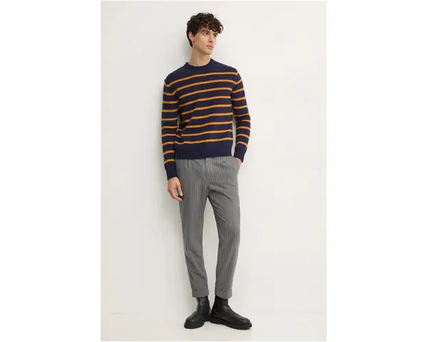 United Colors of Benetton pulover de lana barbati, culoarea albastru marin, 103MK107U