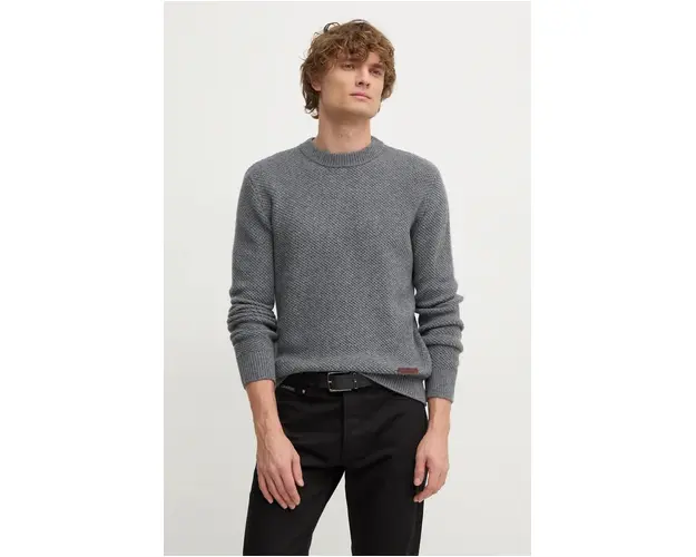 United Colors of Benetton pulover de lana barbati, culoarea gri, 1344U108H