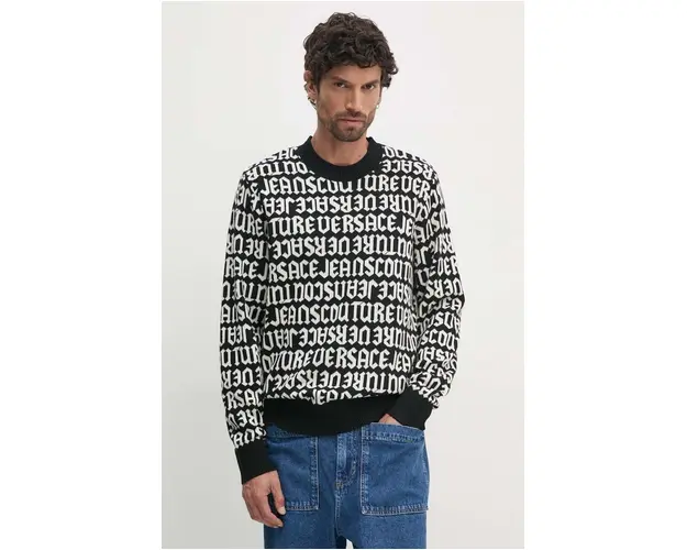 Versace Jeans Couture pulover de lana barbati, culoarea negru, light, 77GAFM03 CMN91