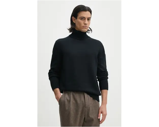 Paul&Shark pulover de lana barbati, culoarea negru, cu guler, 14311008