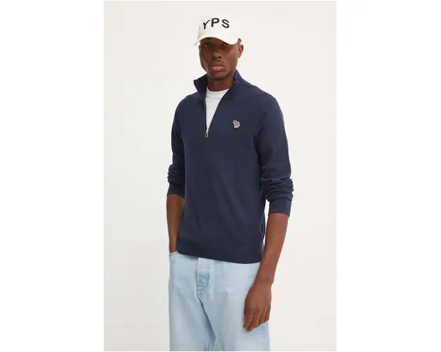 PS Paul Smith pulover din amestec de lana barbati, culoarea albastru marin, cu turtleneck, M2R.531XZ.N22226