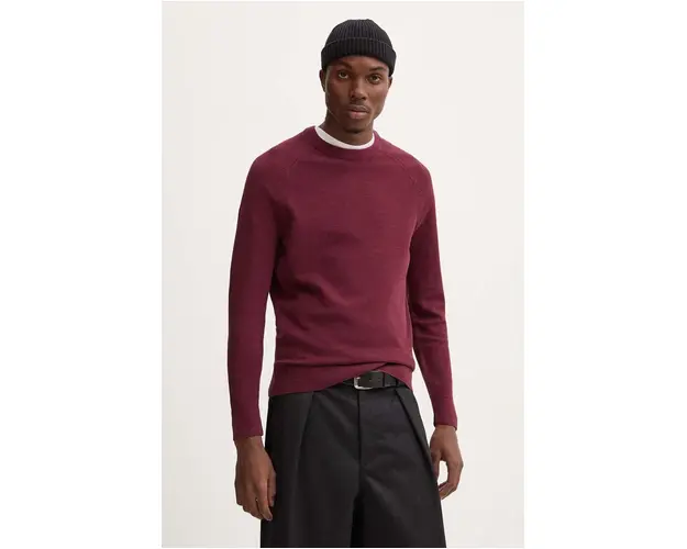 Marc O'Polo pulover de bumbac culoarea bordo, light, 428502560068